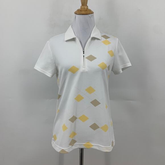 Izod Polo Shirt Womens XS Extra Small White Cool FX Short Sleeve Golf XFG Zip - Picture 2 of 11
